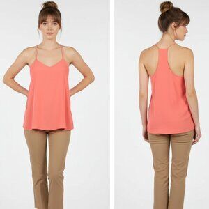 TIBI Silk Coral Orang Sleeveless Halter Top 2